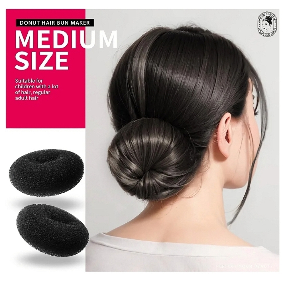 NEW Black Hair Donut Bun Maker Set